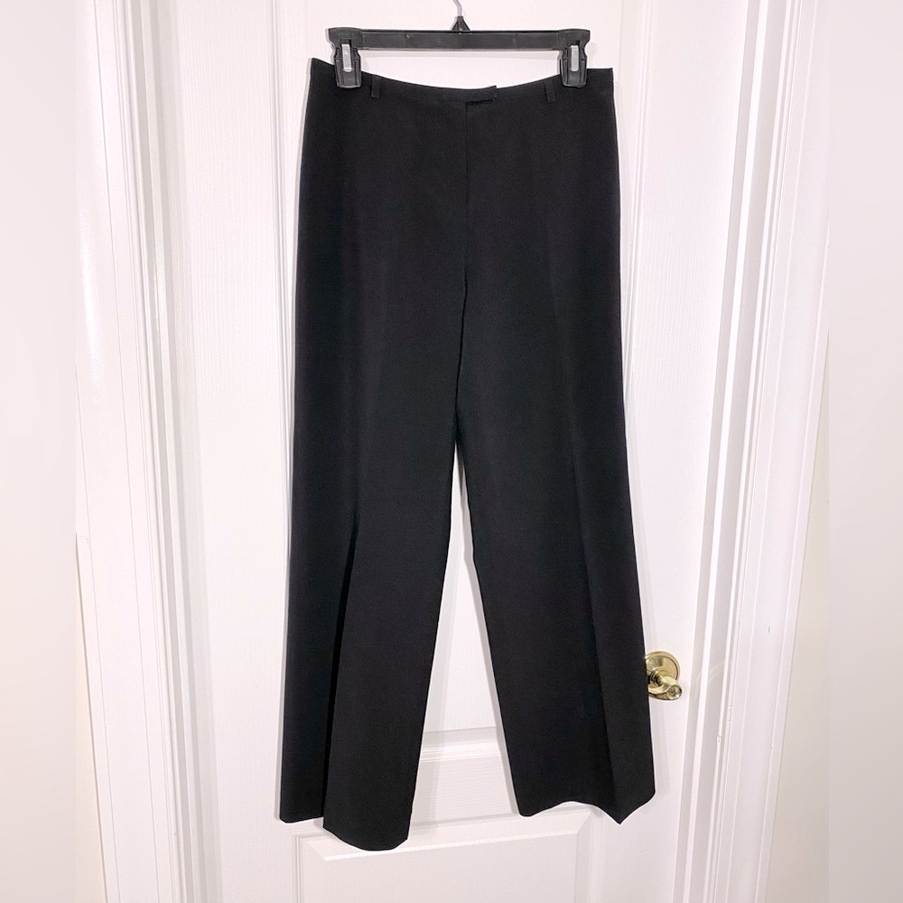 Vtg Ann Taylor Wide Leg Mid Rise Trousers Black Size 4 Petite